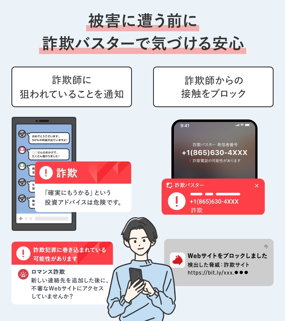 被害に遭う前に詐欺バスターで気づける安心