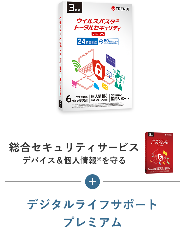 総合セキュリティサービス デバイス＆個人情報※を守る + デジタルライフサポート プレミアム