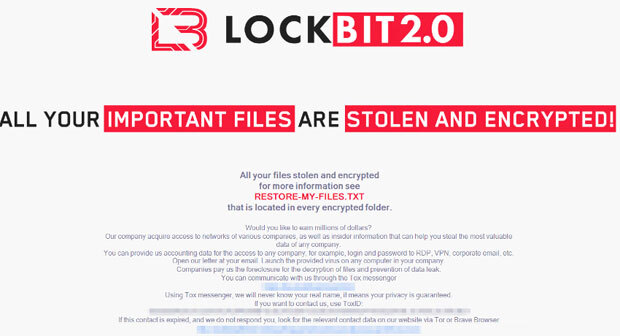 図7：ランサムウェア「LOCKBIT」の脅迫画面