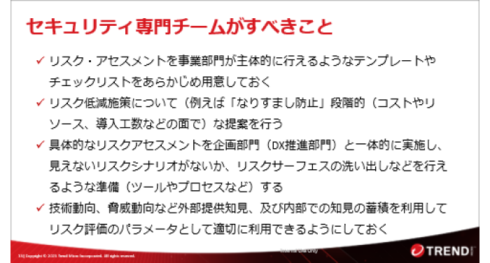 図：セキュリティ・バイ・デザインの実践にあたりセキュリティ専門チームが果たすべき役割と概要