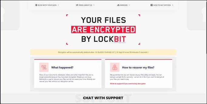 画面:ランサムノートに記載されたリンクをクリックした際に表示されるTorサイトの例
