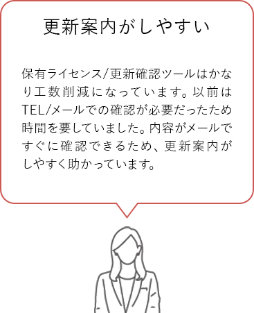 女性/事業推進/係長・主任クラス 更新案内がしやすい