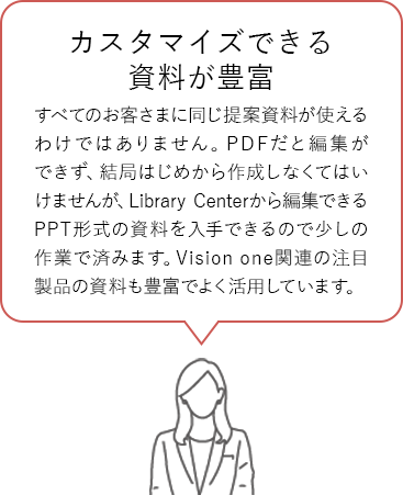 女性/営業/一般社員 カスタマイズできる資料が豊富