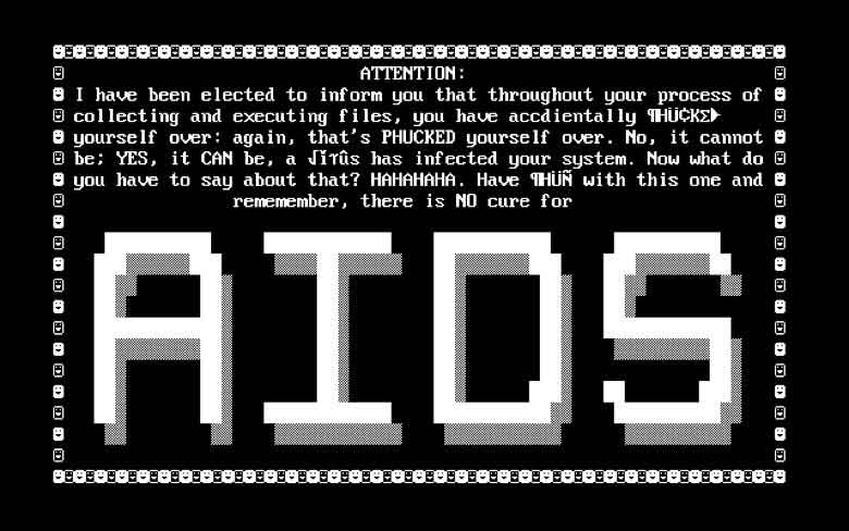 図1：世界初の暗号化型ランサムウェア「AIDS」の身代金要求画面
