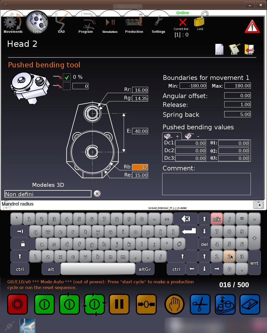 <図4>露出した折り曲げ工具のHMI