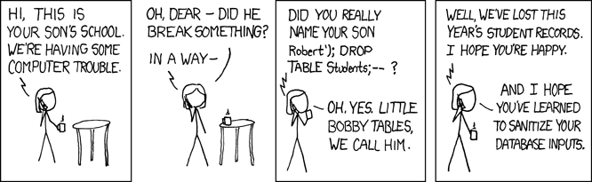 Source: https://xkcd.com/327/