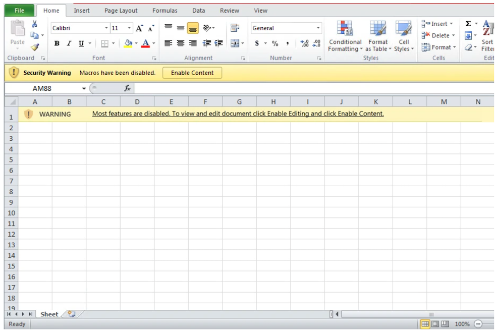 圖 20：Emotet 攻擊時使用的惡意 Excel 檔案。