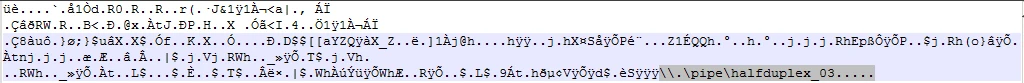 圖 12：Shellcode 含有一個 Named Pipe 作為通訊管道。