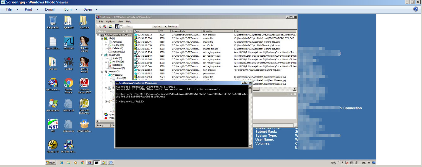 Bild 1. JobCrypter umfasst eine neue Routine zum Erstellen von Screenshots des Bildschirms des infizierten Computers.