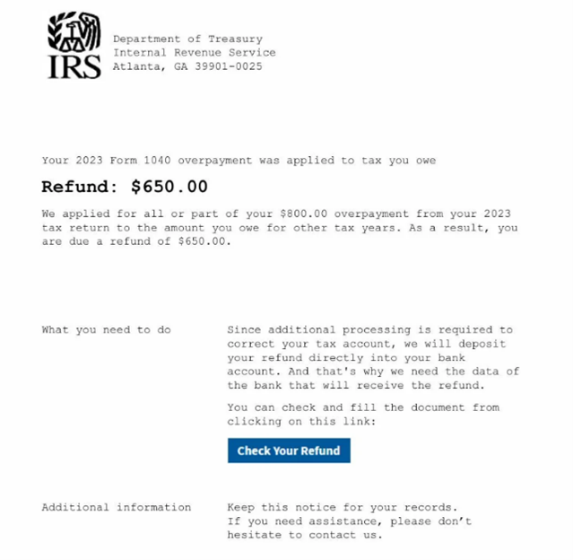 IRS Form 1040 scam